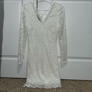 White Lace Dress Size XS by Emily Bazar